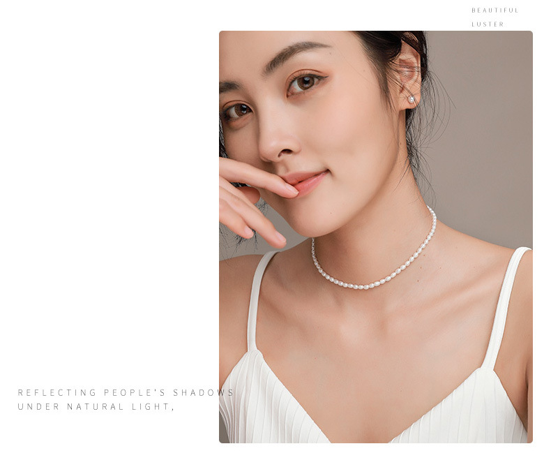 Classic Strand Double Pearl Elegant White Pearl Necklace with Silver Clasp